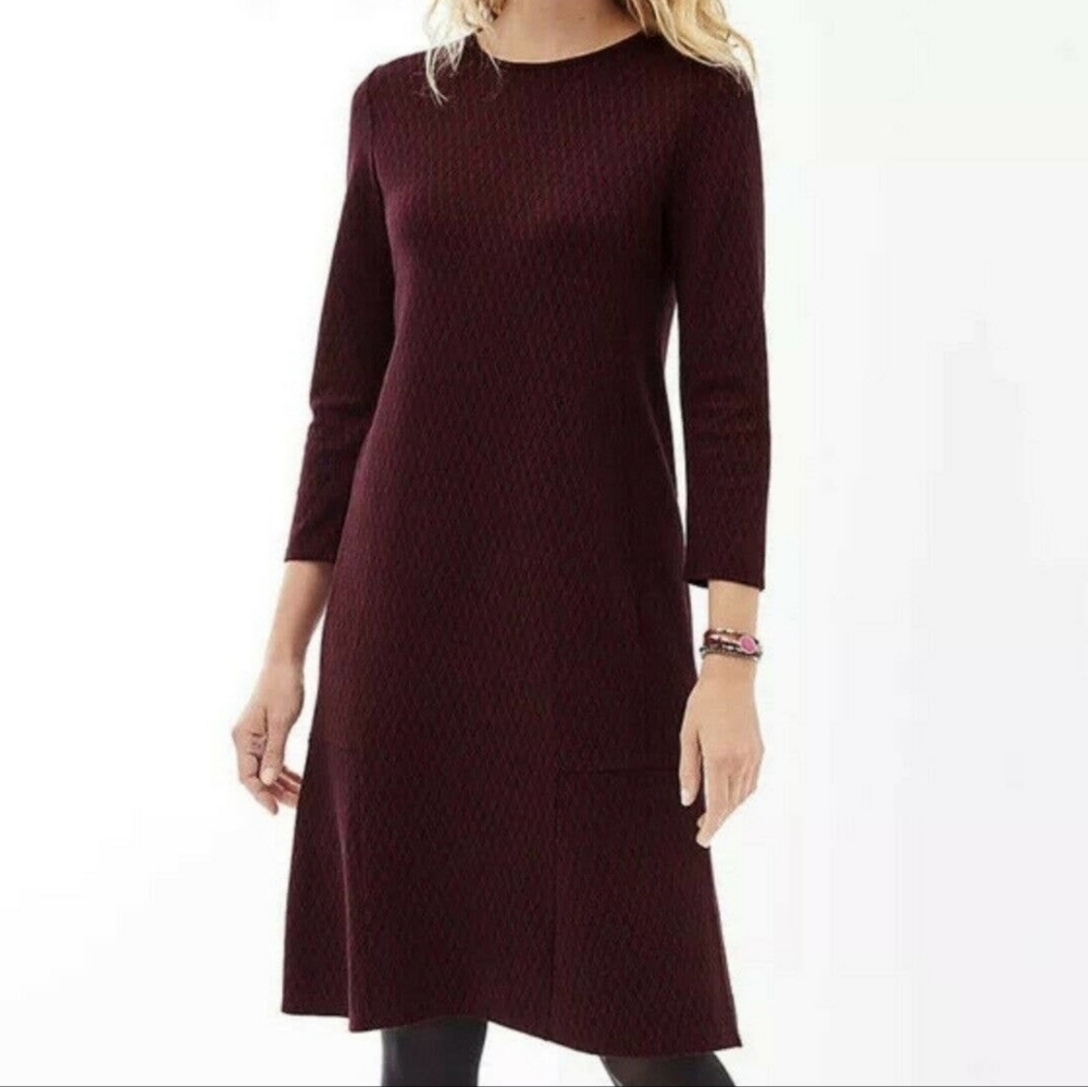 NWT J.JILL Ponte Burgundy Shift Dress